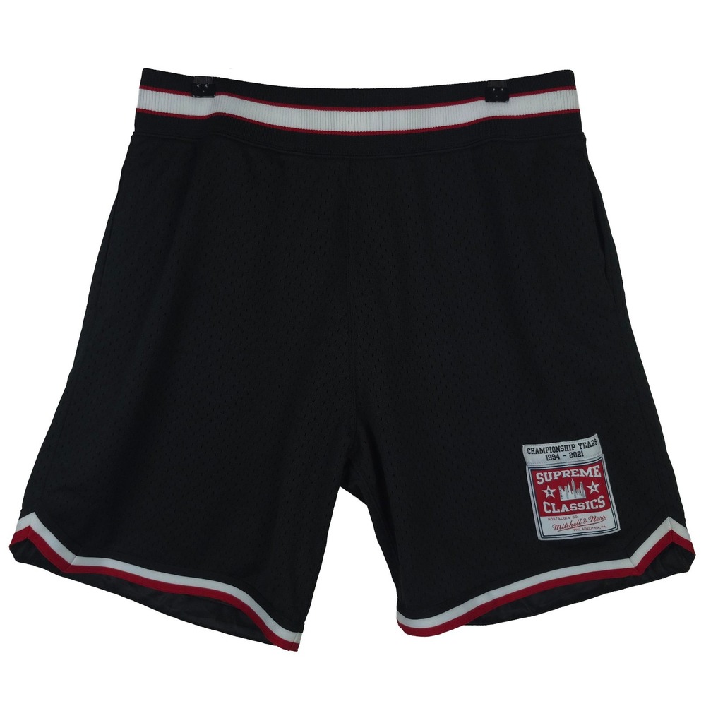 Supreme Mitchell & Ness Jersey Shorts Medium Woven Label Art Black White Red New